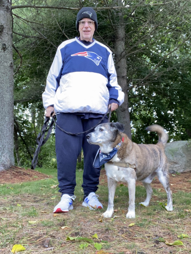 Devlin started his health journey by walking his dog, Elvis, a little longer each day.