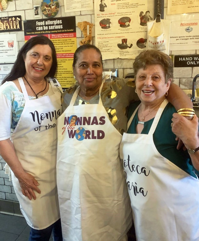 Three of Enoteca Maria's grandmotherly staff: Maral Tseylikman from Azerbaijan, May "Dolly" Joseph from Sri Lanka and Maria Gialanella from Italy.