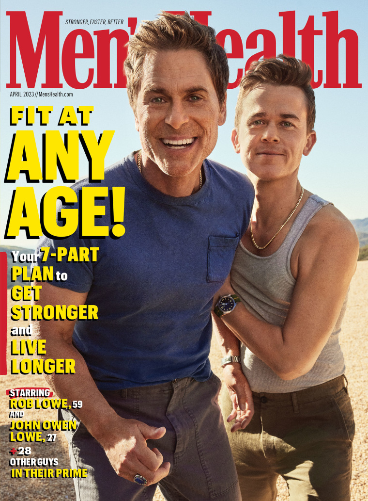 Rob Lowe and John Owen Lowe on the April 2023 cover of Men's Health