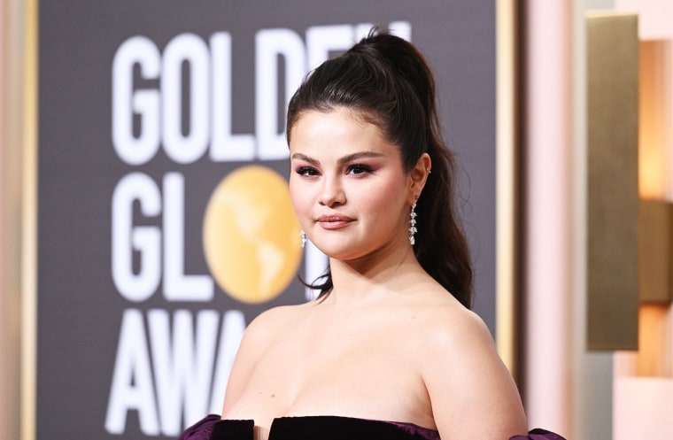 Selena Gomez at the 80th Annual Golden Globe Awards held at The Beverly Hilton on January 10, 2023 in Beverly Hills, California. 