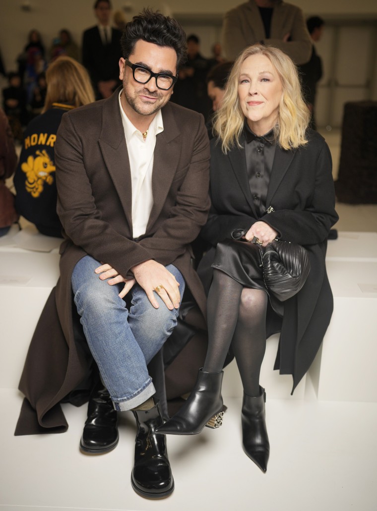 Dan Levy and Catherine O'Hara at 2023 Paris Fashion Week show