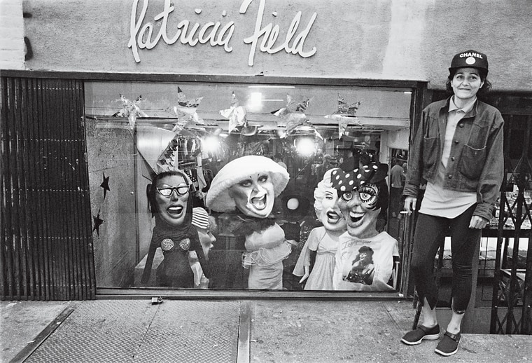 Patricia Field in front of her store at 10 East 8th Street on June 07, 1987 in NYC.