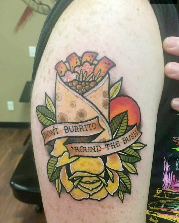 A tattoo on a member of the Beefy Crunch Movement, a Facebook group devoted to demanding the return of Taco Bell’s discontinued Beefy Crunch Burrito.