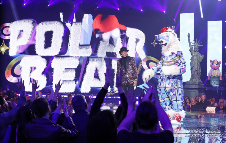 Host Nick Cannon and the Polar Bear in the “New York Night” episode of "The Masked Singer."