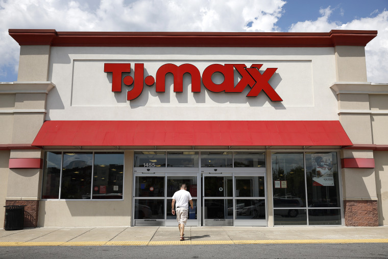 A shopper enters a T.J. Maxx at the Mall at Prince George's in Hyattsville, Md., in August.