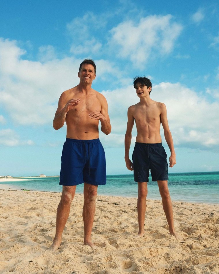Tom Brady and his oldest son Jack on vacation together.