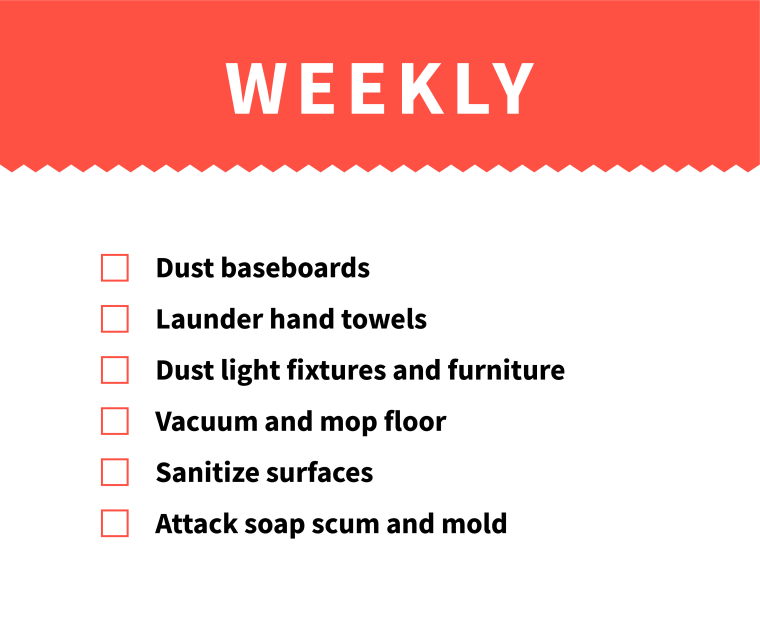 Weekly bathroom cleaning checklist.