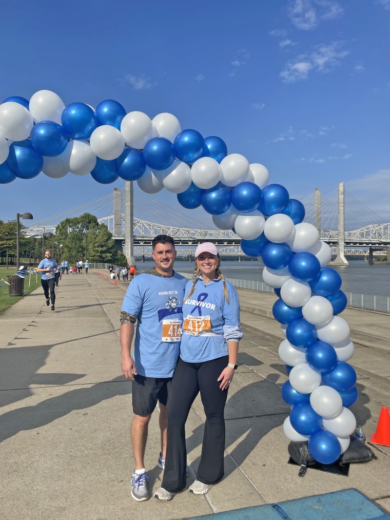 Barrett takes part in the Kicking Butt 5K in Louisville, Kentucky, to raise awareness about colon cancer.