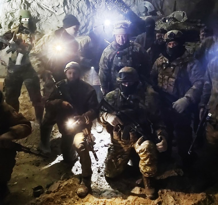 Russian soldiers with the Wagner Group in Soledar, Ukraine, in a picture released on January 11, 2023. 