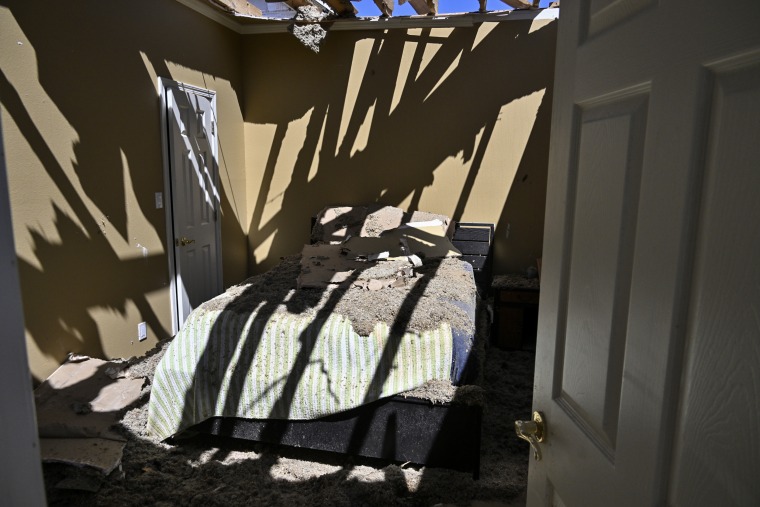 A damaged home in Little Rock, Ark., on April 1, 2023.