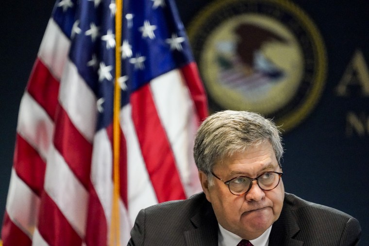 Attorney General William Barr in Atlanta on Sept. 21, 2020.