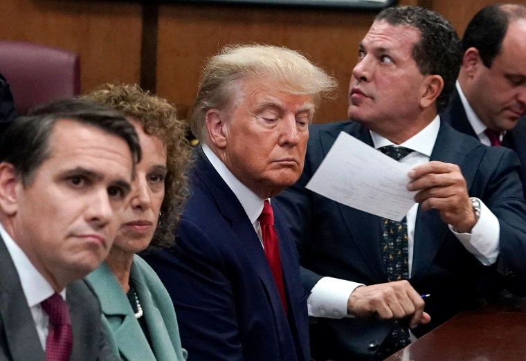 IMage: Former President Donald Trump in Manhattan Criminal Court on Tuesday.
