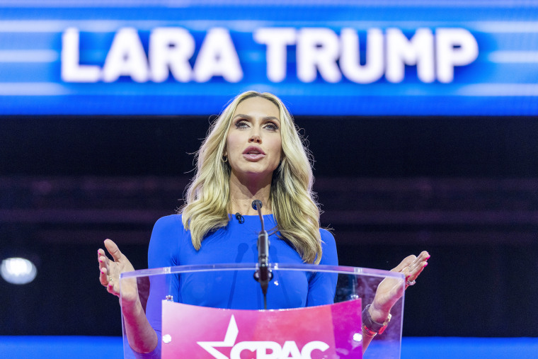 Lara Trump speaks at the Conservative Political Action Conference, CPAC 2023, Friday, March 3, 2023, at National Harbor in Oxon Hill, Md.