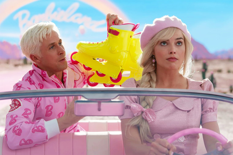 Ryan Gosling as Ken and Margot Robbie as Barbie in the "Barbie" movie.