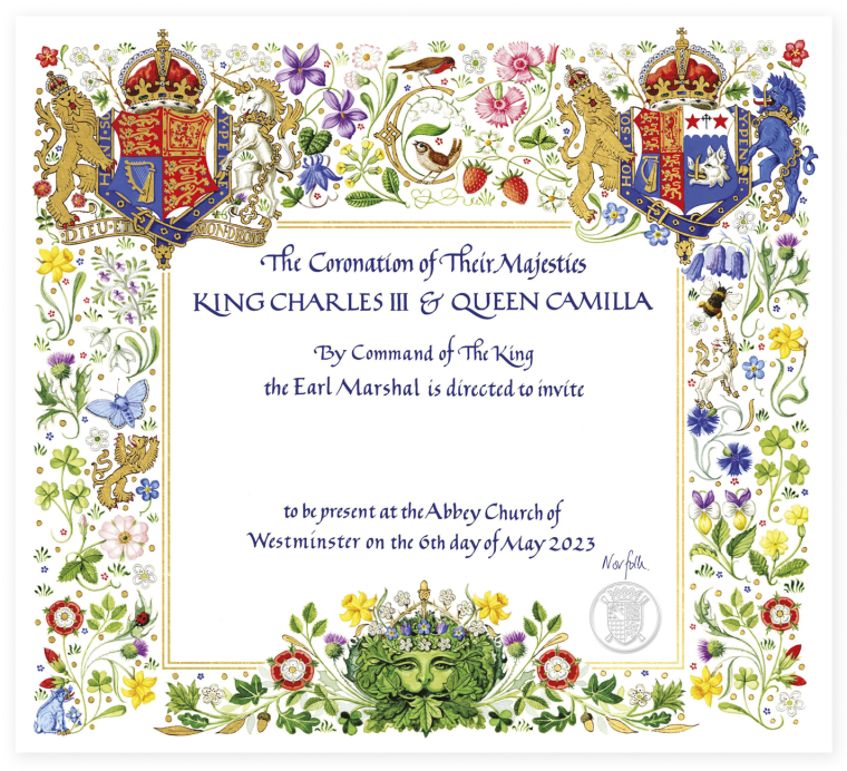 Invitation to King Charles III and Queen Camilla's coronation