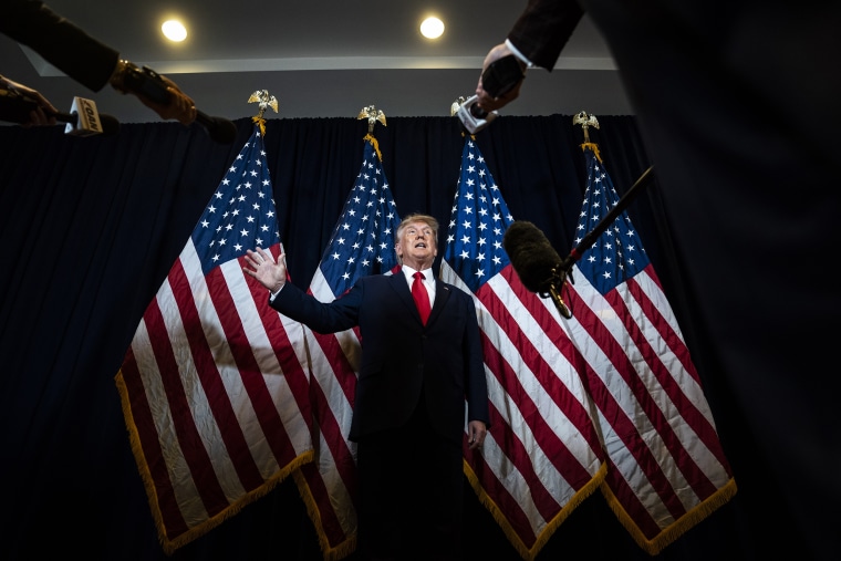 Former President Donald Trump at a press conference at CPAC, in Fort Washington, Md., on March 4, 2023.
