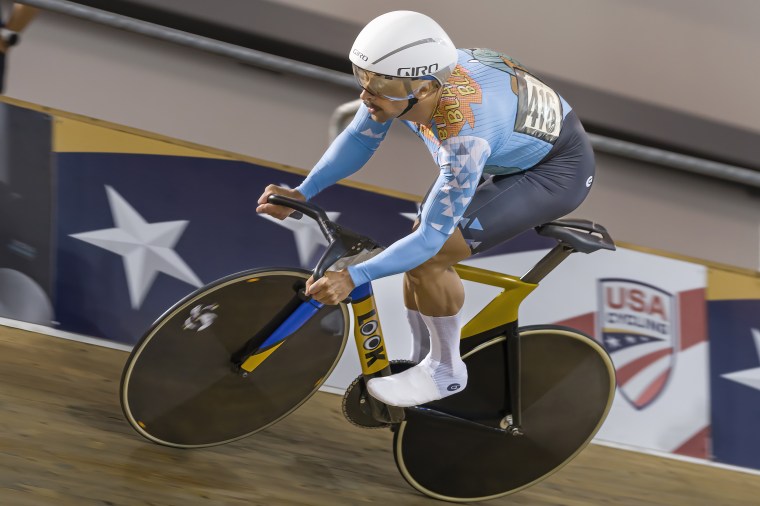 Ethan Boyes during the UCI Masters Track Cycling World Championships in Carson, Calif., on Sept. 25, 2022. 