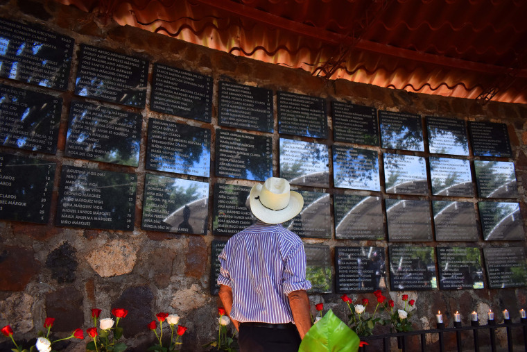 A memorial to the victims of the El Mozote massacre El Salvador.