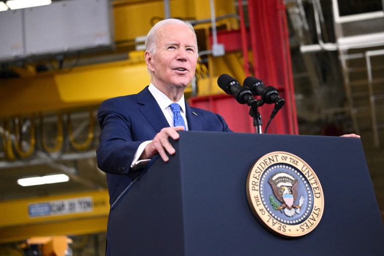 President Joe Biden delivers remarks at the Cummins Power Generation Facility in Fridley, Minn.