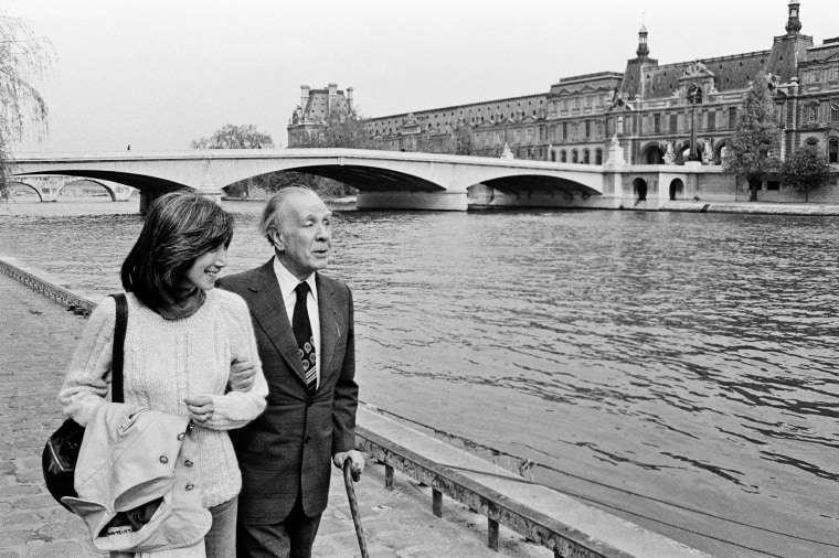 Jorge Luis Borges and Maria Kodama in Paris in 1977.