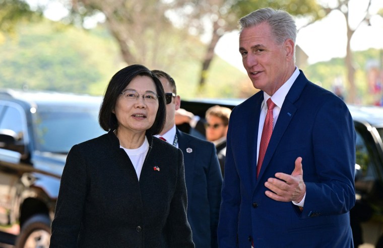 Kevin McCarthy and Tsai Ing-wen at the Ronald Reagan Presidential Library in Simi Valley, Calif.
