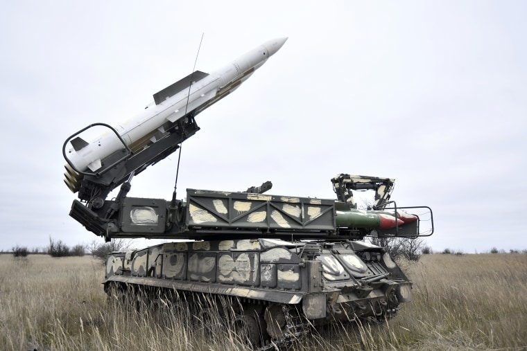 8329443 01.12.2022 A Buk anti-aircraft missile system is seen in the course of Russia's military operation in Ukraine, in the Zaporizhzhia direction at the unknown location. Evgeny Biyatov / Sputnik  via AP
