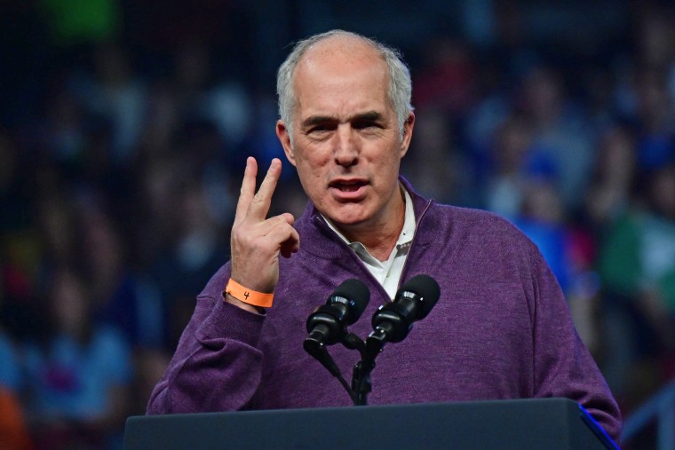 Sen. Bob Casey, D-Pa., addresses supporters during a rally on Nov. 5, 2022 in Philadelphia.