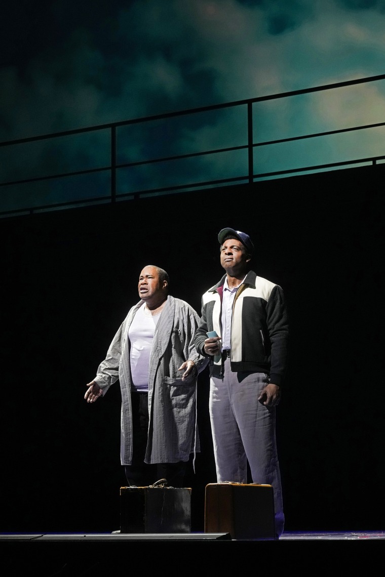 Eric Owens as Emile Griffith and Ryan Speedo Green as young Emile Griffith in Terence Blanchard's "Champion."