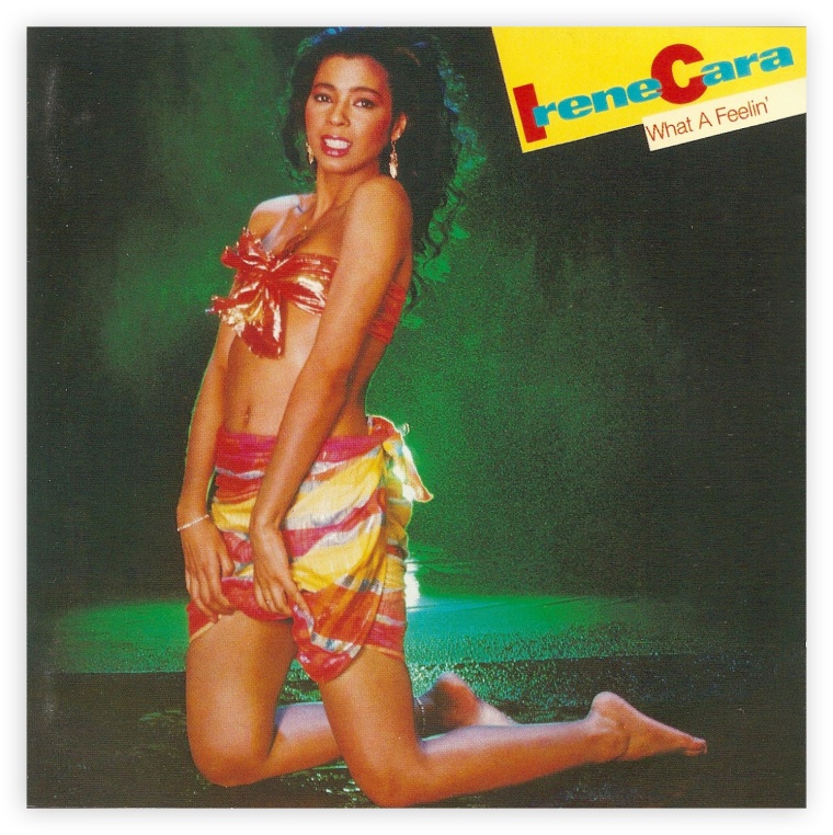 "What a Feeling" album cover featuring Irene Cara.