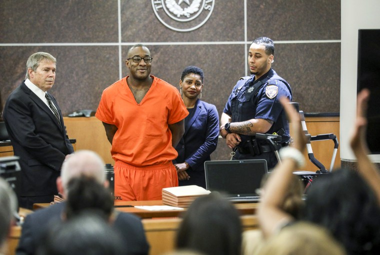 Lydell Grant smiles in court after he was ordered to be released on bond on Nov. 26, 2019, in Houston.