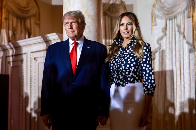 Former President Donald Trump and former first lady Melania Trump at Mar-a-Lag on Nov. 15, 2022 in Palm Beach, Fla.