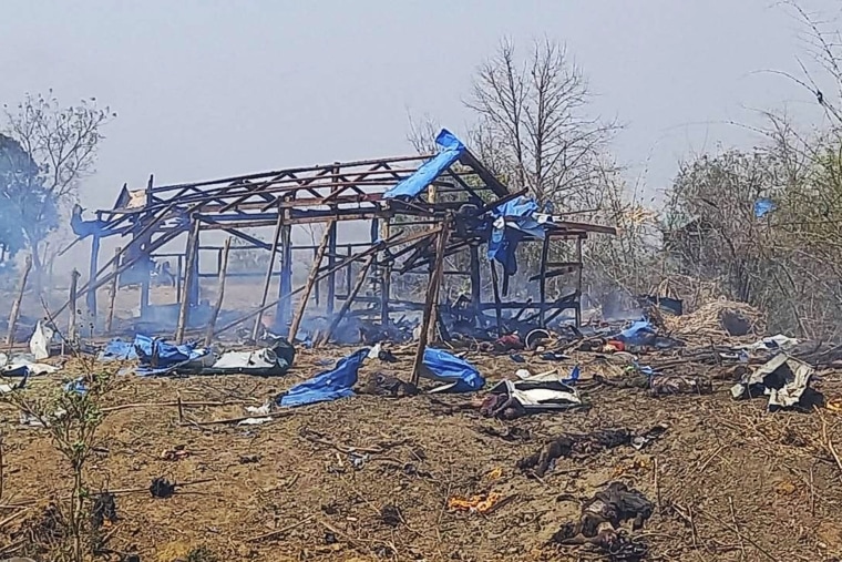 Witnesses and independent media reports said dozens of villagers in central Myanmar have been killed in an air attack carried out Tuesday by the Southeast Asian country's military government. 