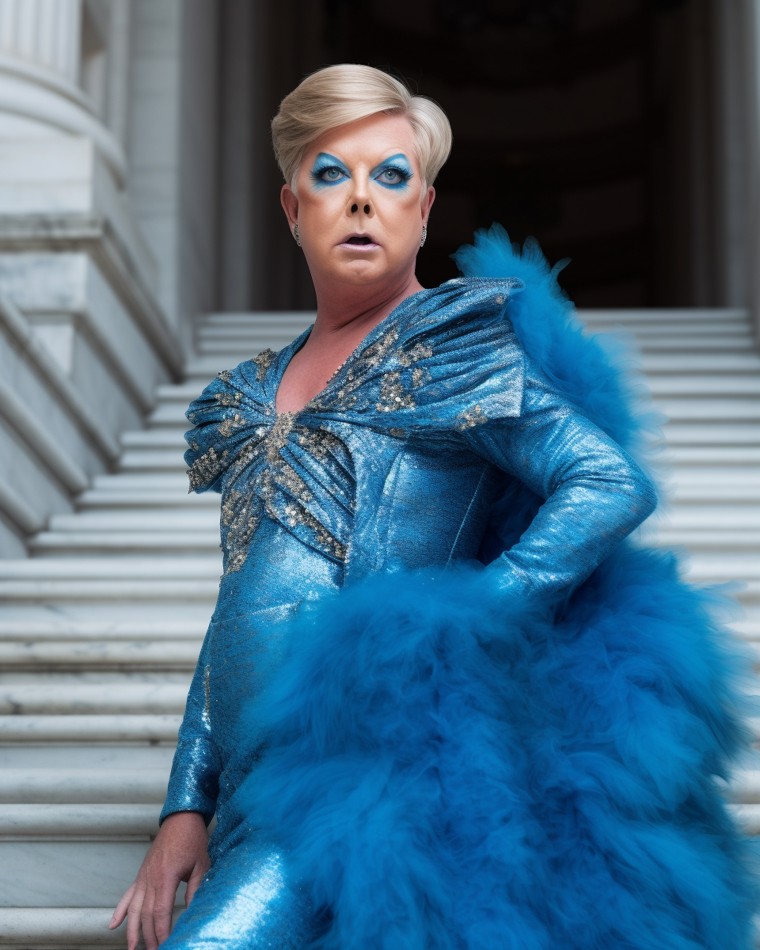 An AI-generated image of Lindsay Graham in drag.