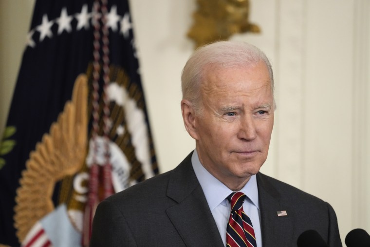 President Joe Biden speaks in the East Room of the White House on March 27, 2023.