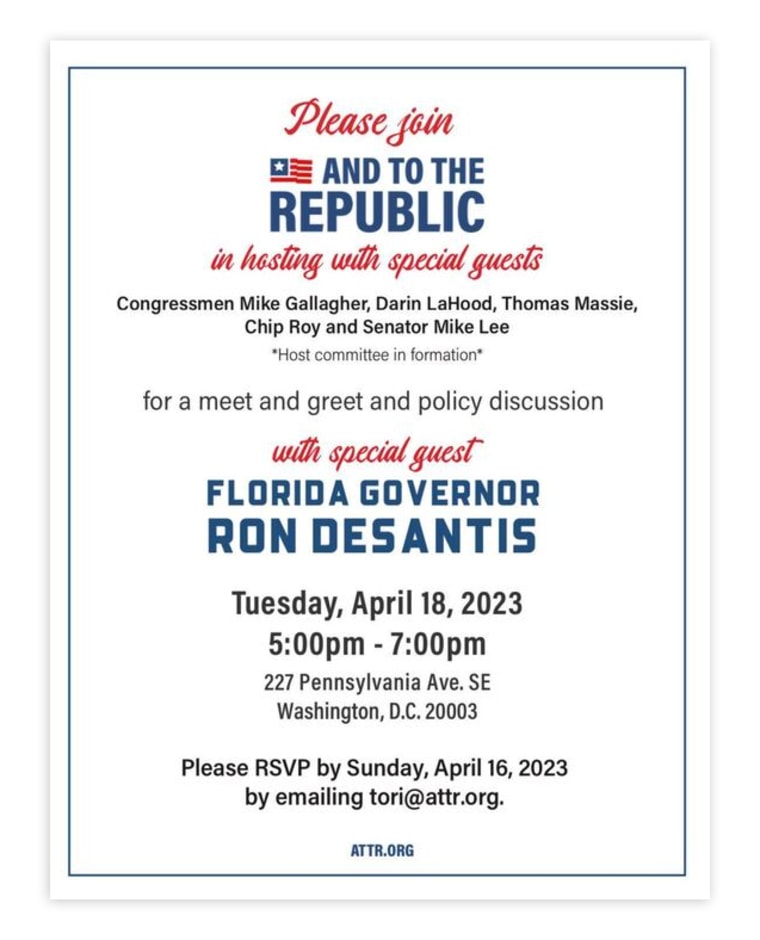 a flyer to meet special guest ron desantis at an event in dc