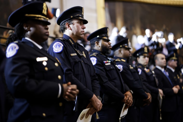 Capitol police officers during a Congressional Gold Medal Ceremony on Dec. 6, 2022.