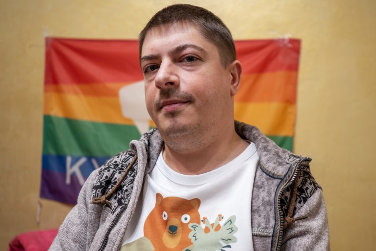 Ukrainian LGBTQ activist Maksim Mishkin at KyivPride's offices.