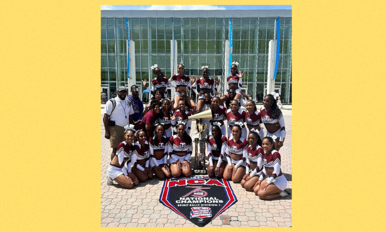 The TSU Tigers cheerleading team after winning the NCA championship title for Cheer Spirit Rally Division I category.