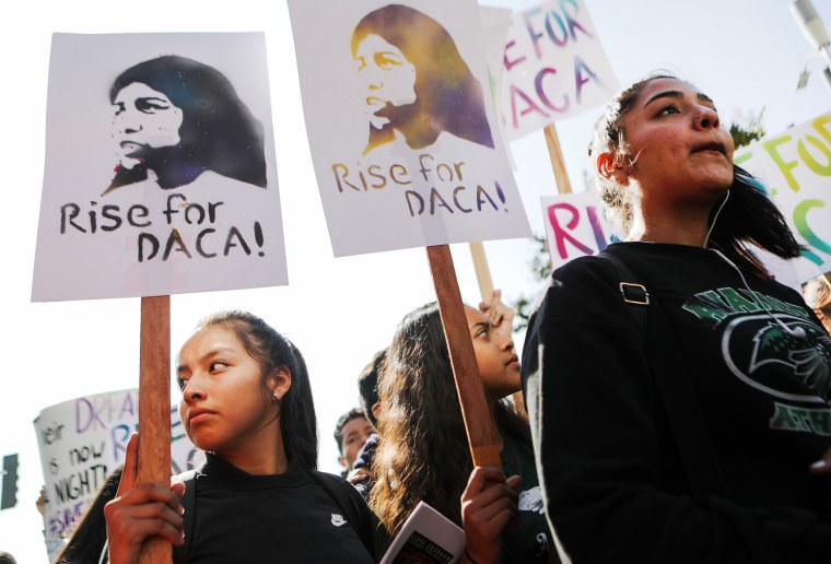 People rally in support of DACA recipients in Los Angeles on Nov. 12, 2019.