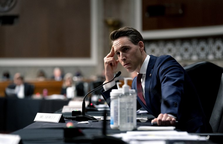 Josh Hawley during a Senate Armed Services Committee hearing