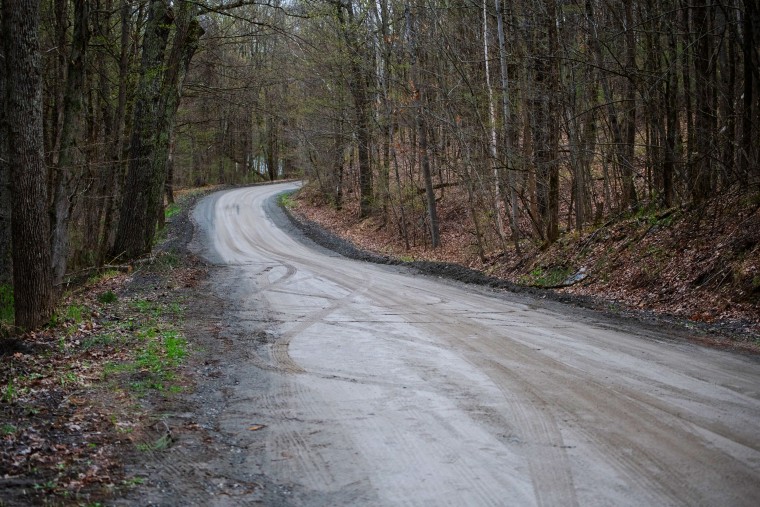 A long driveway off a largely dirt road which leads to Kevin Monahan's home in Salem, N.Y. Monahan allegedly fired twice at an SUV that mistakenly turned into the driveway of his home, killing a young woman.