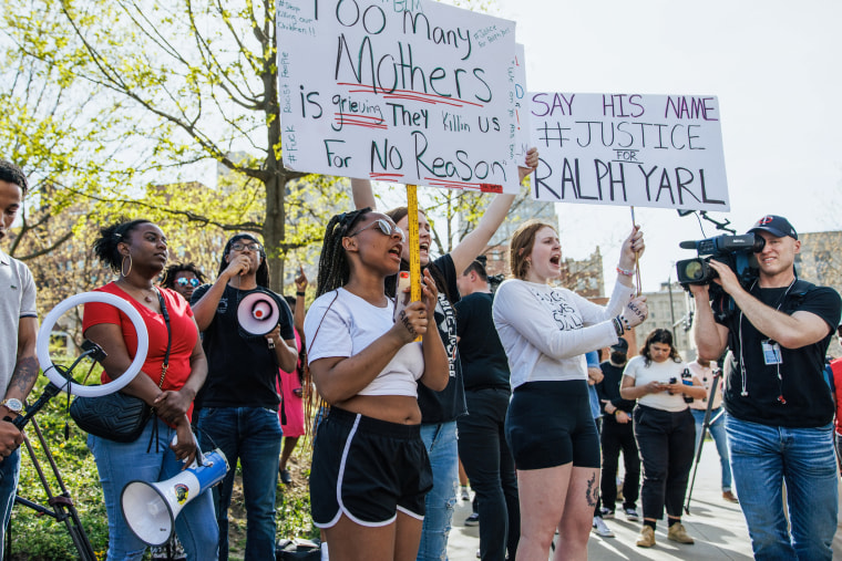 Image: Protesters attend a rally for Black teen Ralph Yarl in front of U.S. District Court on April 18, 2023 in Kansas City, Mo.