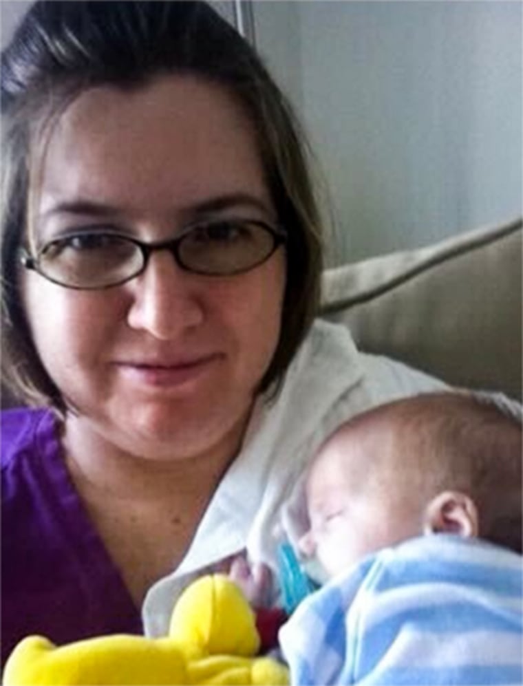 Sara Thompson with her son Alexander, who died at 15 weeks old in a Fisher Price Rock 'n Play in 2011.