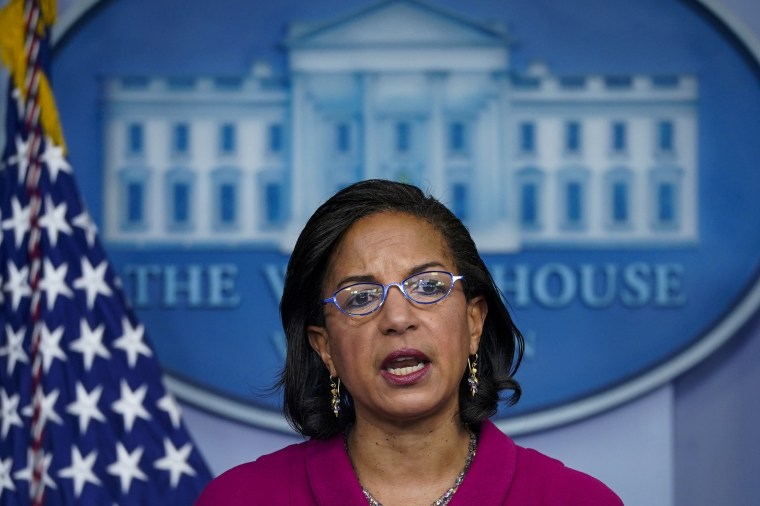 Domestic Policy Advisor Susan Rice speaks during the daily press briefing at the White House on Jan. 26, 2021.