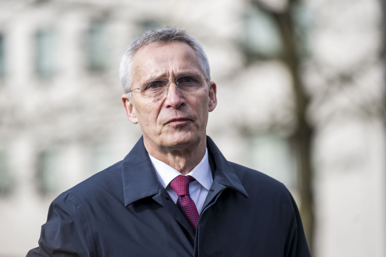 NATO Secretary General Jens Stoltenberg at Ramstein Air Base on April 21, 2023 in Ramstein-Miesenbach, Germany. 