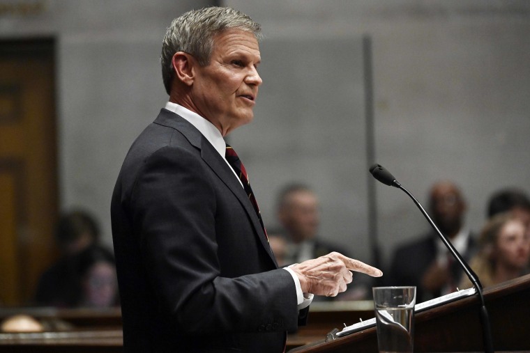 Tennessee Gov. Bill Lee, shown at his State of the State address in Nashville on Feb. 6, previously rejected CDC funds for HIV initiatives. 
