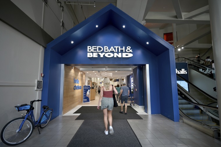 People enter a Bed Bath & Beyond retail store in New York