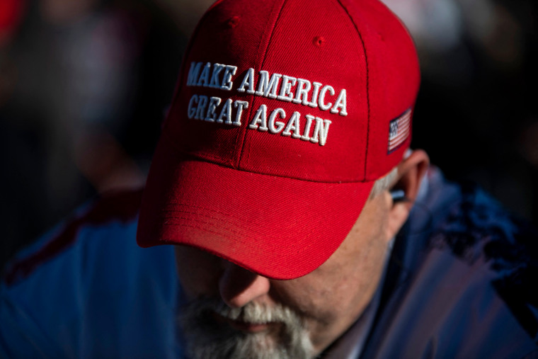 A Trump supporter at a rally in Conroe, Texas, on Jan. 29, 2022.