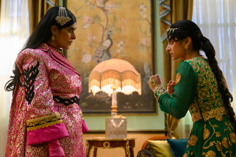 Nimra Bucha, left, as Raheela and Priya Kansara as Ria Khan in "Polite Society."