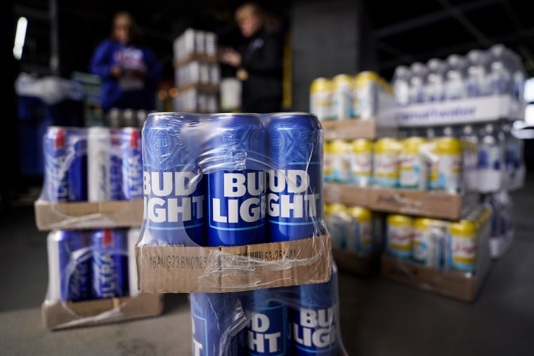 Cans of Bud Light at a baseball game in Philadelphia on April 25, 2023.